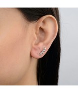 Four Star Diamond Crawler Earrings 14K Solid Gold Delicate Stud Earrings. - $679.05 CAD