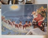 RARE Vintage George Hinke Puzzle Wood Sweden Christmas Santa Reindeer Sl... - $34.95
