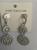Ann Taylor Earrings Crystal Round Drop Silver Tone New Bridal Elegant Bespoke - £11.22 GBP