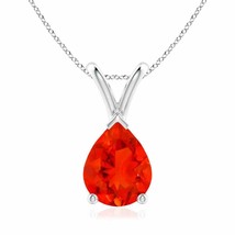 ANGARA 9x7mm Natural Fire Opal Solitaire Pendant Necklace in Silver for Women - £228.03 GBP+