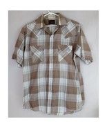Vintage Plains Western Wear Men&#39;s Brown Plaid Pearl Snap Shirt Size Medium - $275.49 MXN