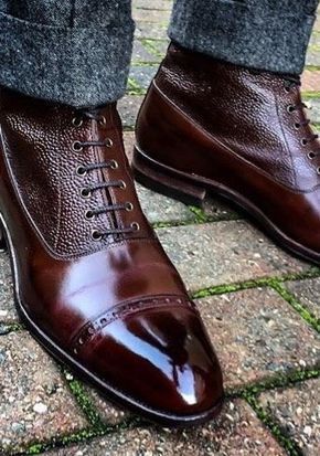 New Handmade Men Two Tone Wingtip Cap Toe Boots Leather Boot, men ankle shoes