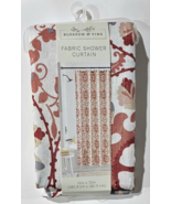 Blossom &amp; Vine Fabric Shower Curtain 72x72 Button Hole Top Medallion Ter... - $40.83 CAD