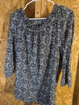 XL Brown and White Patterned 3/4 Sleeve White Stag Top Shirt - $14.85