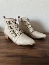 Ccocci Boots Cream Tan Beige Suede With Buckles Size 8 Pointed Toe - $39.99