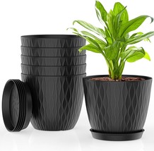 6 Inch Plant Pots, 6 Pack Flower Pots For Indoor And Outdoor Use,, Black - $35.94