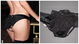 NWT Victoria&#39;s Secret Black Satin Cut Out Open Back Embellished Veil S  - $32.50