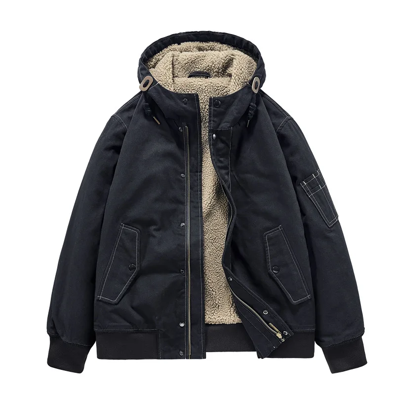 Fleece Thermal Hooded Cotton Bomber Jacket Parkas Long sleeves Velvet Thick  Mul - £291.19 GBP
