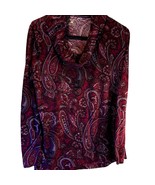 Jones New York Women&#39;s Casual Top Purple Paisley Long Sleeve Cowl Neck XL - $15.83