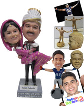 Personalized Bobblehead Indian Groom Carrying Traditional Bride In His Arms - We - £125.46 GBP