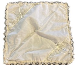 Vintage Linen Square With Lace  15&quot;X 15&quot; - $19.64