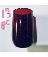 13 Drinking Glasses Red Royal Ruby Anchor Hocking Holiday Christmas Mid ... - $53.63