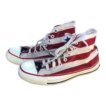 Vintage CONVERSE Chuck Taylor Made USA 80s  American Flag Shoes Canvas Men&#39;s 5.5 - £74.46 GBP