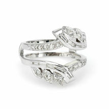 Exclusive Mixed Cut 1.5CT Diamond Ring Guard Wrap Vintage 14k White Gold Over - £74.73 GBP