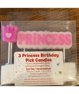 Princess Pick Candles Cake Topper Decorations 3 Piece Set Birthday Supplies - $4.95