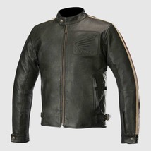 Honda Mens Biker Jacket Retro Vintage Leather Jacket - £109.36 GBP