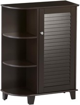 Espresso Brown Wooden Floor Cabinet Storage Shelves Towel Organizer Linens Bath - £192.16 GBP