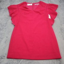 Trina Turk Shirt Women 4 Pink Lightweight Short Sleeve Casual Flutter Blouse - £46.96 GBP