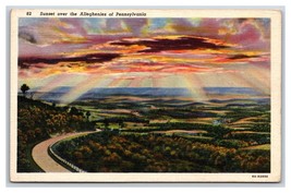 Sunset From Ray&#39;s Hill Summit Allegheny Mountains PA UNP Linen Postcard Y11 - £2.28 GBP