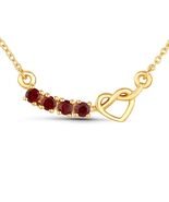 Red Gemstone Garnet Heart Necklace Yellow Gold Gift Anniversary Special ... - $77.22