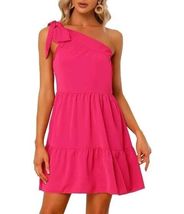 Casual Elegant Summer Dress One shoulder Black Or Pink sundress Boho Style - $35.00