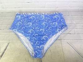 Asos Swim Womens High Waisted Hipster Blue Paisley Bikini Bottom Plus Si... - £22.09 GBP