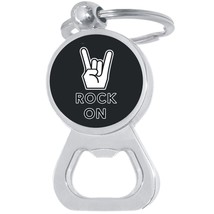 Rock on Bottle Opener Keychain - Metal Beer Bar Tool Key Ring - £8.50 GBP