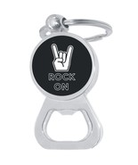 Rock on Bottle Opener Keychain - Metal Beer Bar Tool Key Ring - £8.50 GBP