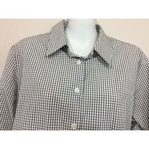 Charter Club Womens Button Up Work Blouse Black White Plaid Size 12 - £19.97 GBP