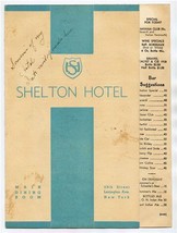 Shelton Hotel Menu 49th Street Lexington Ave New York City 1937 - £76.31 GBP