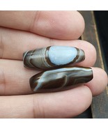 Lot 2 perles d&#39;agate noire en agate œil cristal de l&#39;Himalaya #23 - $78.55