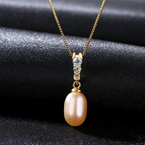 S925 Silver Freshwater Pearl Pendant Necklace Fashion Women Necklace Women Pin - £13.35 GBP