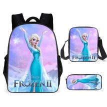 3pcs/set Disney Frozen Cartoon Elsa Anna Schoolbag Girls Princess Back To School - £40.63 GBP