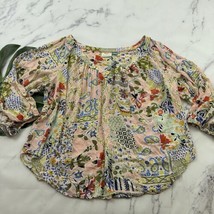 Maeve A+ Anthropologie Peasant Blouse Top Plus Size 26 W Pink Green Mixed Floral - £25.68 GBP