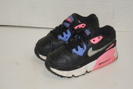Nike Air Max 90 Girls Size 9C Black Pink Athletic Shoes Sneakers CD6868-011 - $24.74