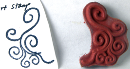 Unmounted Rubber Stamp Small Swirly Scroll Design 1 x 1 inch - £1.99 GBP