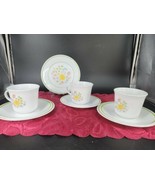 VTG Corelle Meadow Cups Saucers Desert Dishes 3 Sets White Floral Patter... - £21.74 GBP