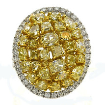 Real Fine 3.97ct Engagement Ring Natural Fancy Yellow 18K Solid Gold SI1-VS2 - £7,307.36 GBP