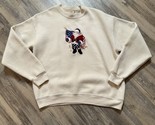 Patriotic Santa Sweatshirt Womens S/M Peanut Butter Jelly Fleece Cream V... - £13.62 GBP