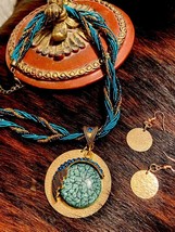 "Reinvented Vintage" Teal Cabochon Necklace Set - includes Steve Madden choker. - £27.97 GBP