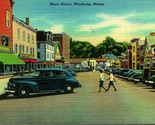 Principal Street Vue Winthrop Maine Me Unp non Utilisé Lin Carte Postale C3 - $3.02