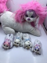 Puppy Surprise Momma 4 Puppies Stuffed Animal Dog Plush Toy Pink &amp; White 2014 - £10.86 GBP