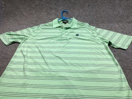 Peter Millar Polo Shirt Mens Large Green Stripes Summer Comfort Performance Golf - £17.20 GBP