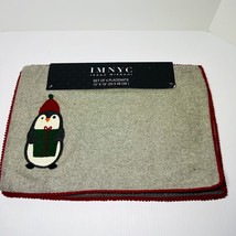 Christmas Placemats Isaac Mizrahi Penguin Gray 13 Inch X 19 Inch Set of 4 IMNYC - £15.82 GBP