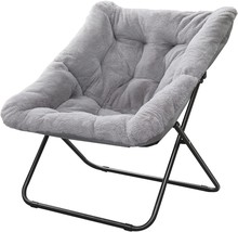 Givjoy Saucer Chair, Soft Faux Fur Oversized Folding Accent Chair, Soft, Dorm. - £77.92 GBP