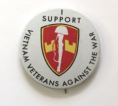 vtg Support Vietnam Veterans Against The War Peace Protest Pinback Button, TIN - $16.00