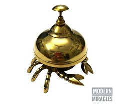 Brass Crab Design Table Bell, Antique Nautical Hotel Counter Bell, Gift ... - £31.05 GBP