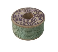 Antique Richardson Embroidery Silk 3 Yards Pastel Green Spool Unused Deadstock - £7.73 GBP