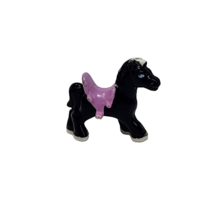 Vintage 1994 Bluebird Polly Pocket Happy Horses Black Horse Figure Purple Saddle - £11.36 GBP