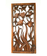 Wood Carvings Sculpture Wall Decoration Art LILIES IN BLOOM - £249.82 GBP